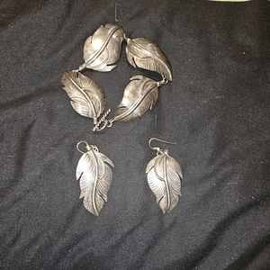 Silver bracelet and earrings Native American dalv sterling